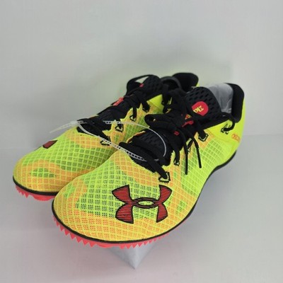 Under Armour Kick Distance 3 Track Spikes Mens 12 Yellow Black Running Shoes