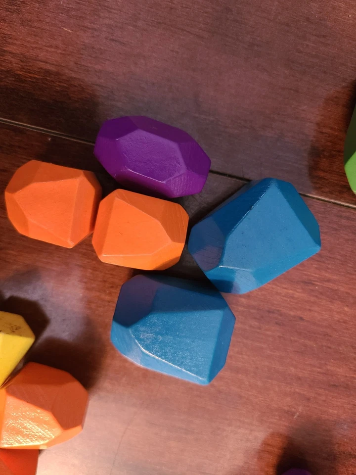 Vibrant Geometric Wooden Blocks Rocks Set for Kids 36 Pieces - Image 3 of 4