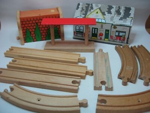 wooden train buildings