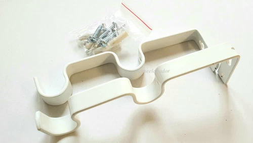Curtain Pole Bracket Double Rod Wall Bracket Holder Heavy Duty Metal (2 pieces)  - Picture 12 of 18