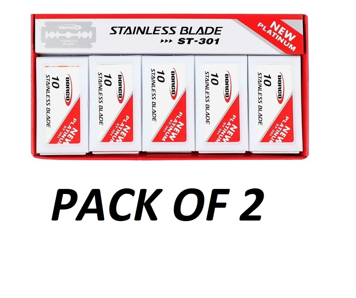 Dorco ST301 Double Edge Razor Stainless Blades (100 Blades/pack )  PACK OF 2