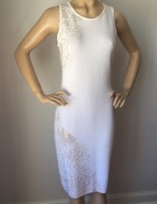 NWT St John Knit Evening Dress Size 8 Bright white gold shimmer Santana Knit