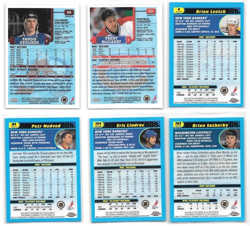 Topps Chrome Hockey Refractor Parallel Inserts - Various Years - You Pick - Picture 2 of 2