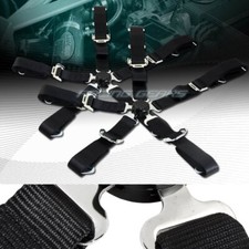 2 X Durable Nylon 5-point Cam Lock Safety Harness 2 Black Seat Belt Universal 3