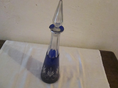 Joli Bouchon Ancien En Verre Bleu – Pour Carafe, Flacon – Style Saint Louis – Objet Déco Vintage