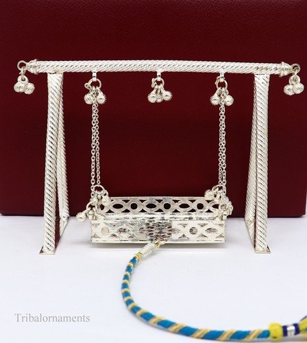 Solid sterling silver krishna swing or laddu gopal jhula baby krishna art su382 - Picture 2 of 9