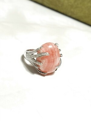 Ross Simons Ring Sterlingsilber Diamant & Rosa Mauve Pfirsich Quarz/Jade