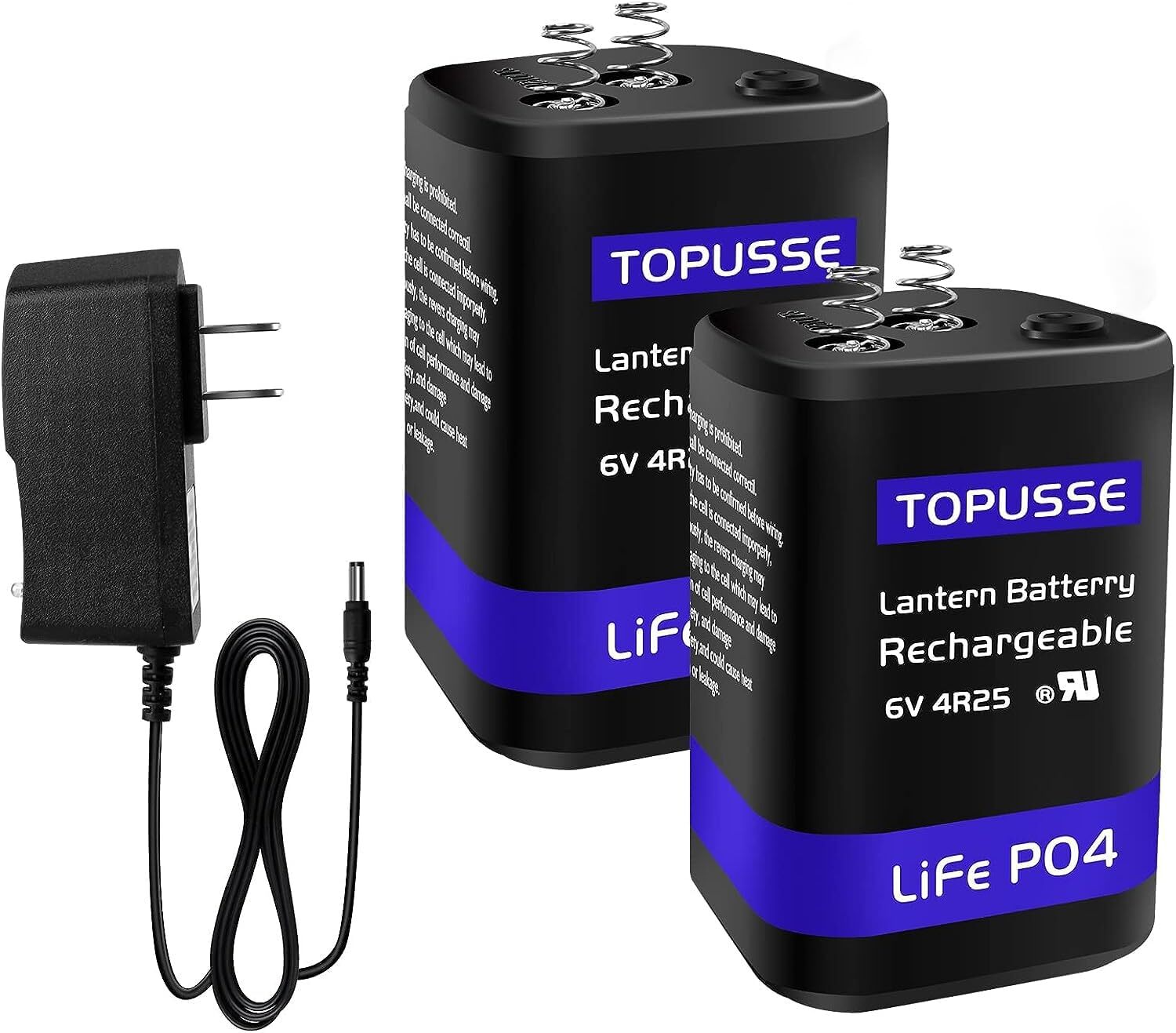 Rechargeable 6 Volt 4.5AH LiFePO4 Lantern Battery with Charger 1500+ Cycles, ...