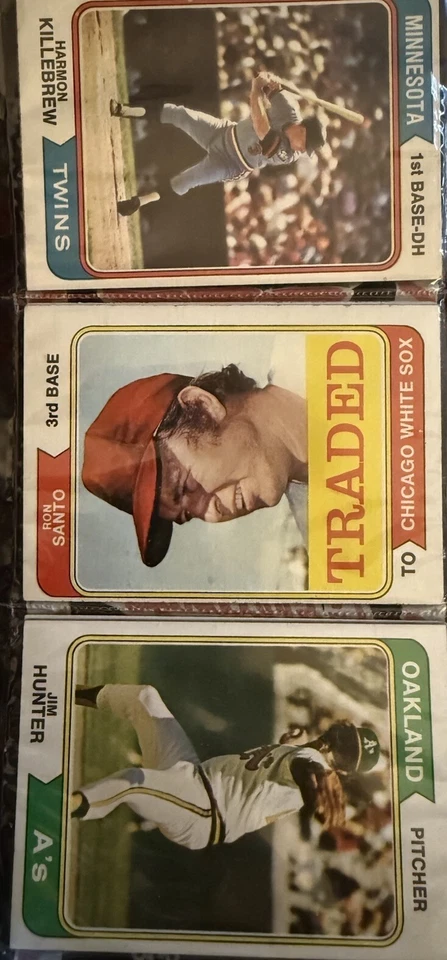 1974 Topps Holiday Rack Pack HOF’ers Jim Hunter; Ron Santo, Harmon Killebrew - Image 2 of 4