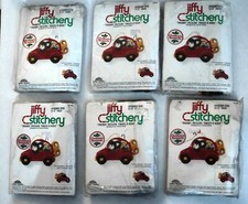 Sunset Design Jiffy Stitchery Ornaments "Merry Mouse Takes a Ride" set of 6 NIP