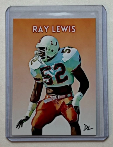 Ray Lewis Limited Edition Artist Signed "Miami Hurricanes" Trading Card 1/10