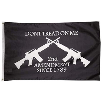 2nd Amendment Don't Tread on Me AR-15 M16 Crossed Rifles FLAG 3'x5' Black Guns
