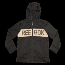 Reebok Boys Small Dark Gray and White Hoodie Zip up Jacket and Pockets BRAND NEW