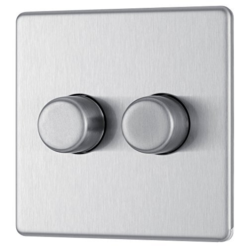 BG Electrical Screwless Flat Plate Double Dimmer Intelligent Light Switch Bru... 5050765006552