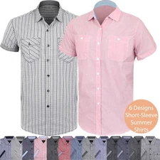 Mens BUTTON DOWN SHORT SLEEVE Tee Western T Shirts Summer Casual Top Collared