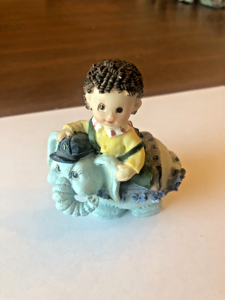 Vintage Figurine Boy on Elephant 3.25