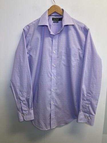 Ralph Lauren Oberhemd Herren Größe L/16 Lila Glen Plaid Knopfleiste Langarm