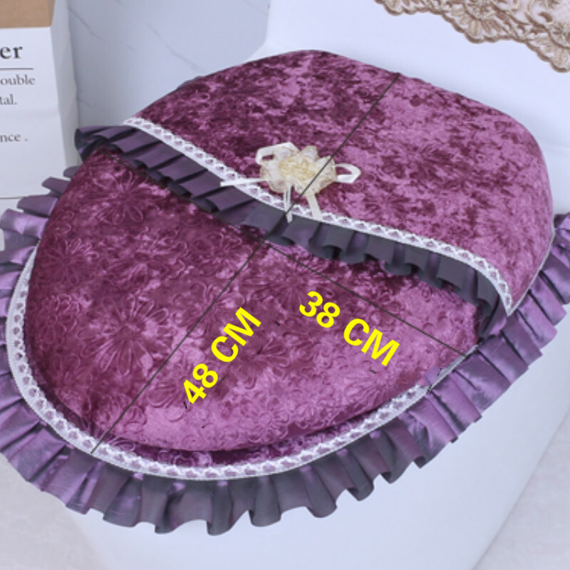 Velvet Toilet Seat Covers Set Lace Closestool Cover Lid Pads Soft