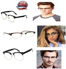 COMBO PACK Horn Fashion Club Style Eyeglasses Clear Lens Half Frame Retro Nerd