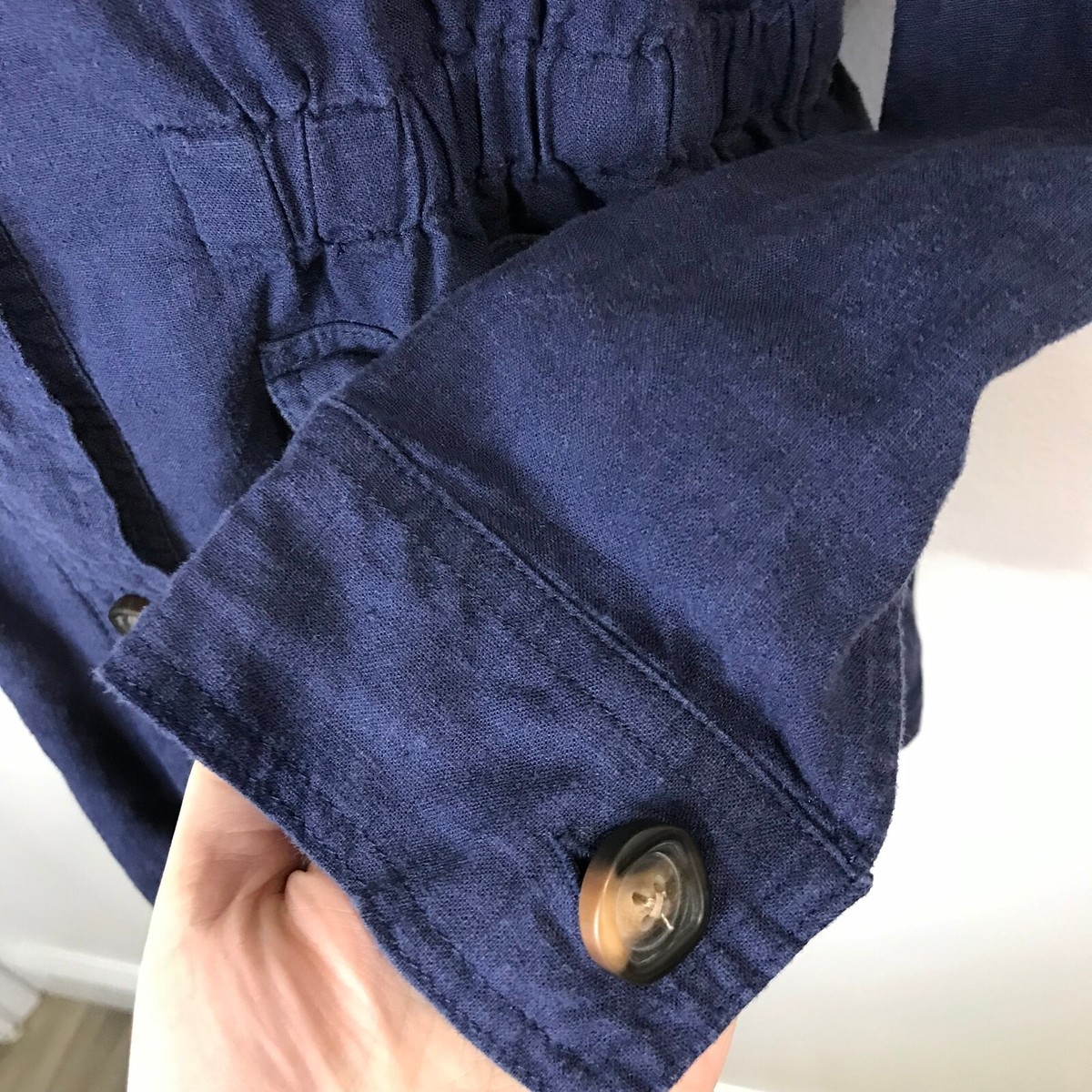 Draper James RSVP Linen Utility Jacket Coat Size Small S Navy Blue