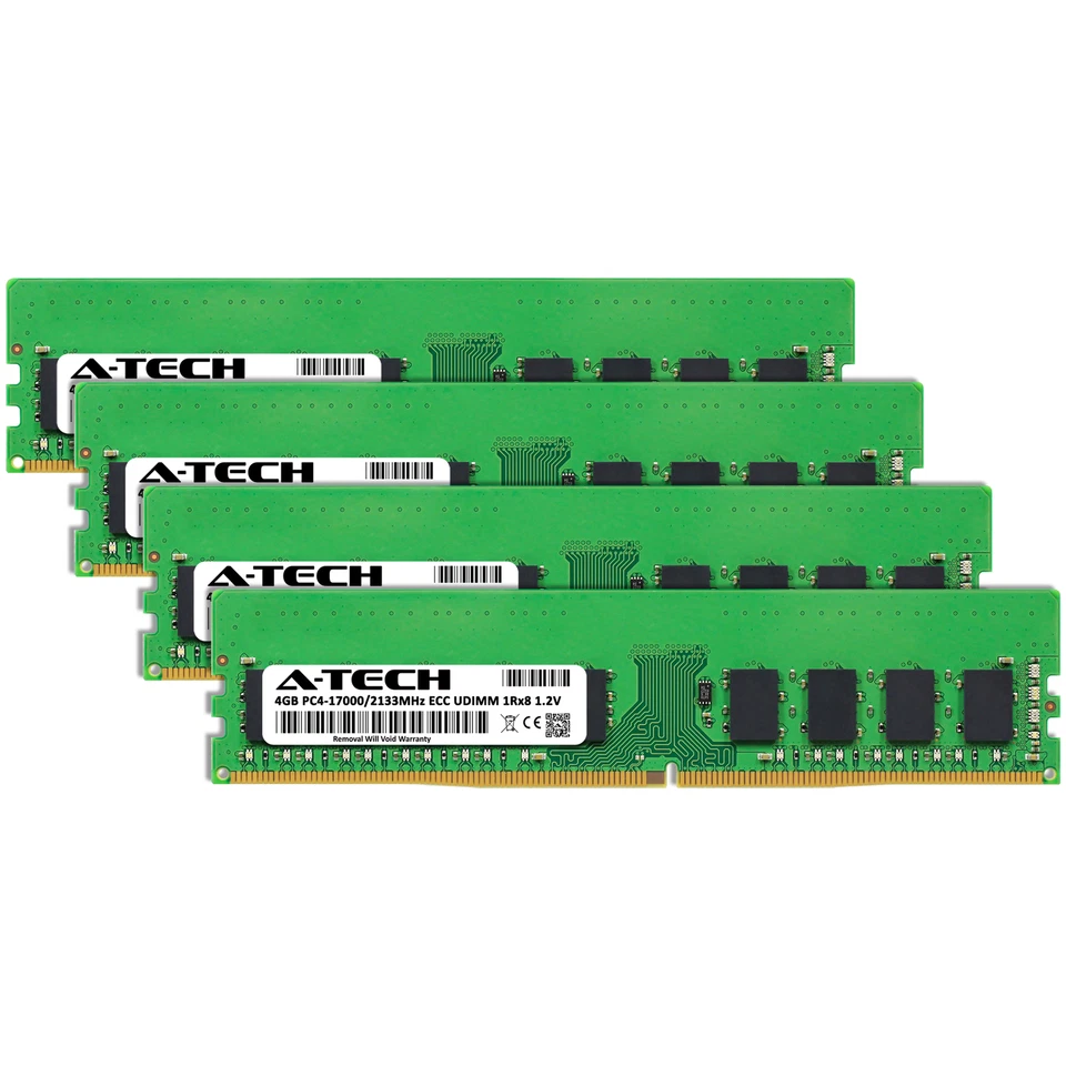 A-Tech 16GB 4x 4GB 1Rx8 PC4-17000E ECC UDIMM DDR4 2133 MHz Server Memory RAM - Image 2 of 4