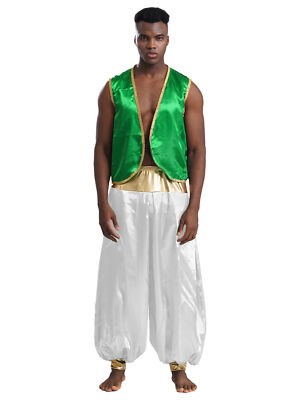 Herren Arabischer Prinz Kostüm Fasching Cosplay Outfits Weste und Haremshose Set