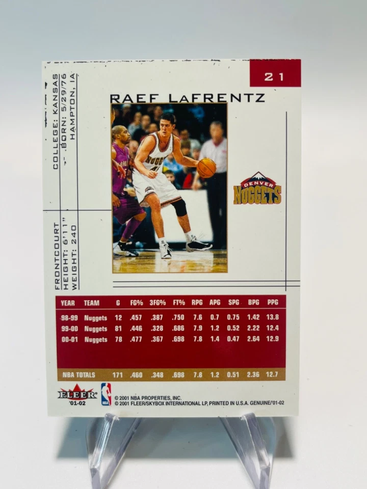 RAEF LAFRENTZ 2001-02 Fleer Genuine #21 Nuggets - Image 2 of 2