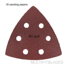 Large Triangular Size 80 Grit Hook & Loop Oscillating Sanding Sheets: 18 Pack