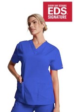 DICKIES EDS Scrub Top 86706 Hip Pocket SOFT Rich Cotton Dental/Nurse/Vet Uniform