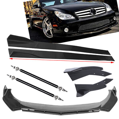 For Mercedes Benz E Class Carbon Fiber Front Bumper L Splitter Side Skirt Strut