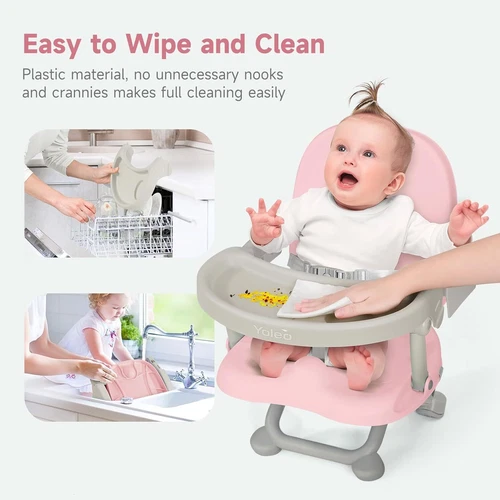 Travel Booster Seat w/ Tray Adjustable Folding High Chair Children Baby Armchair - Picture 45 of 78