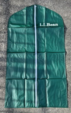 LL Bean Green Heavy Plastic Garment Bag Closet Hanging Travel 45" x 24.5"