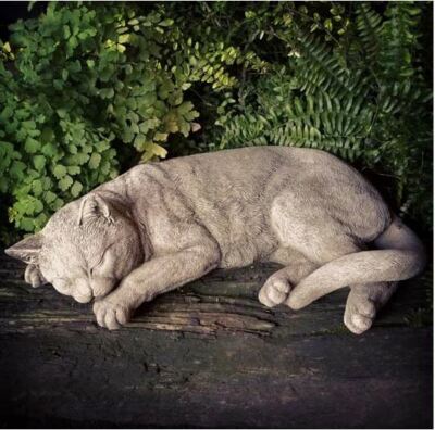Ruhende Katze Statue | Rekonstituierte Stein Katze Tier Beton Garten Ornament