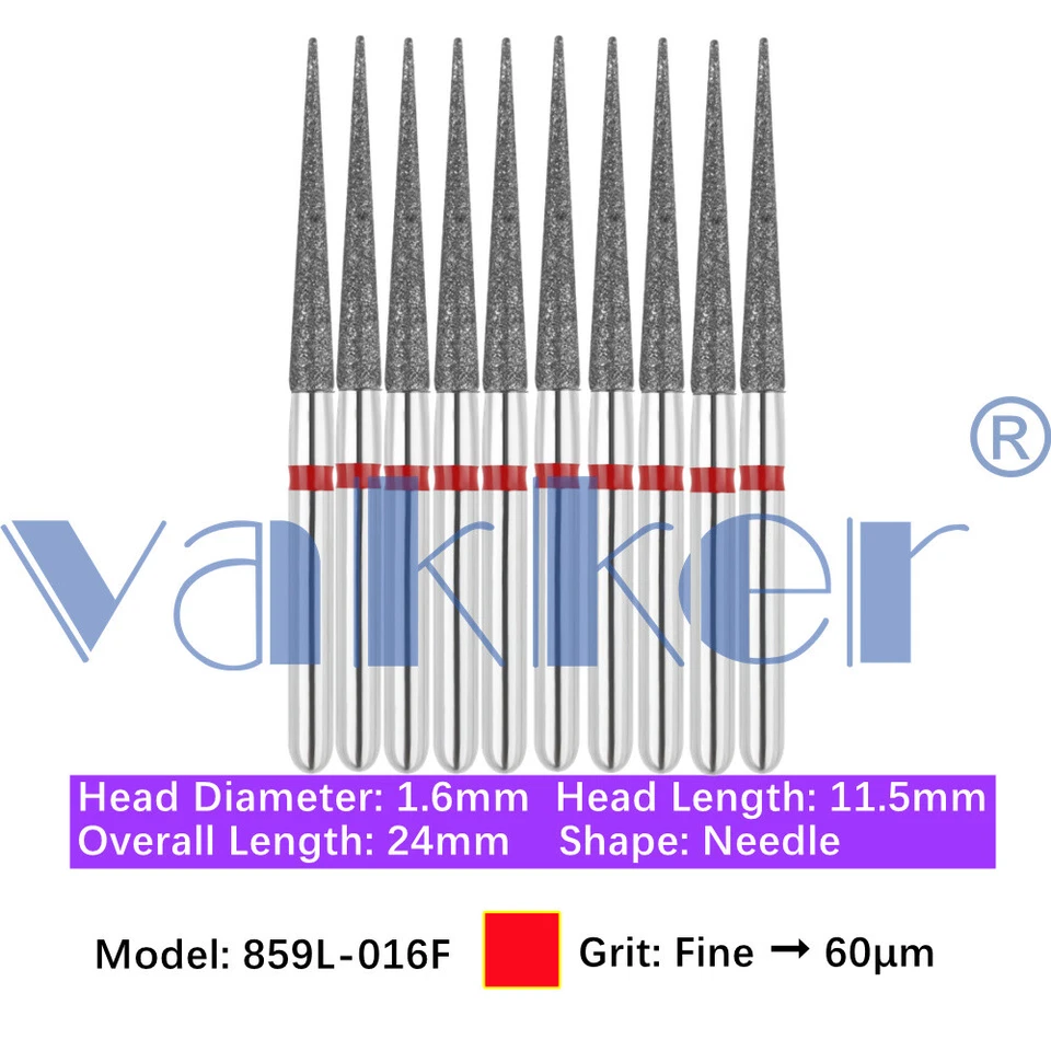 Vakker 10pc Diamond Bur Needle Diamond Burs for Handpiece Fine Medium Coarse - Image 2 of 4