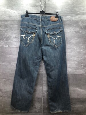 Ecko Unltd Baggi Fit Blue Jeans Rap Drill Skater Wide Led Size 36