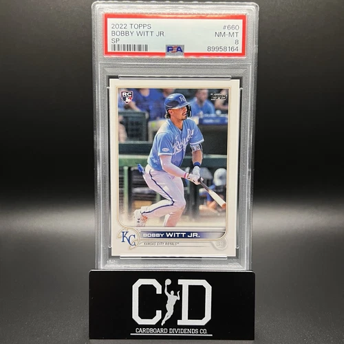 Bobby Witt Jr. 2022 Topps Series 2 #660 Rookie Photo Variation SSP PSA 8 Royals
