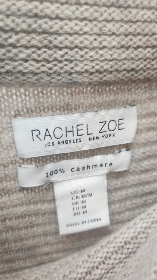 Suéter Pullover Rachel Zoe 100% Cachemira Crema Cuello Redondo Para Mujer’s Mediano D26 Foto 3 de 4