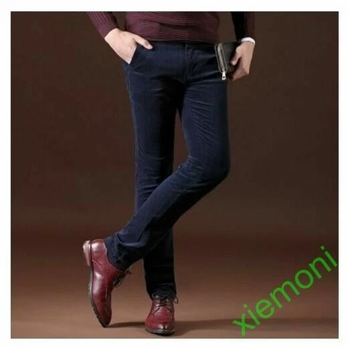 Chic Mens Velvet Pants Slim Fit Casual Corduroy Casual Dress Straight Trouser - Picture 12 of 20