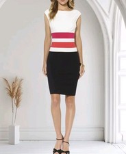 Lauren Ralph Lauren Dress Size 6  Black & Cream Sleeveless Stripes Sheath