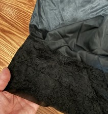 Vintage Shadow Panel Lace Half Slip Black Nylon Pinup S