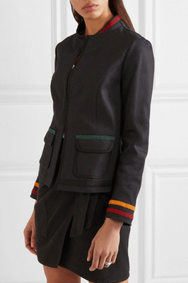 Tomas Maier Womens Midnight Blue Long Sleeve Embroidered Denim Jacket Size 4