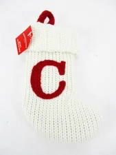 Letter C Knit Monogram Mini Stocking White Wondershop Xmas Holiday Target 8"