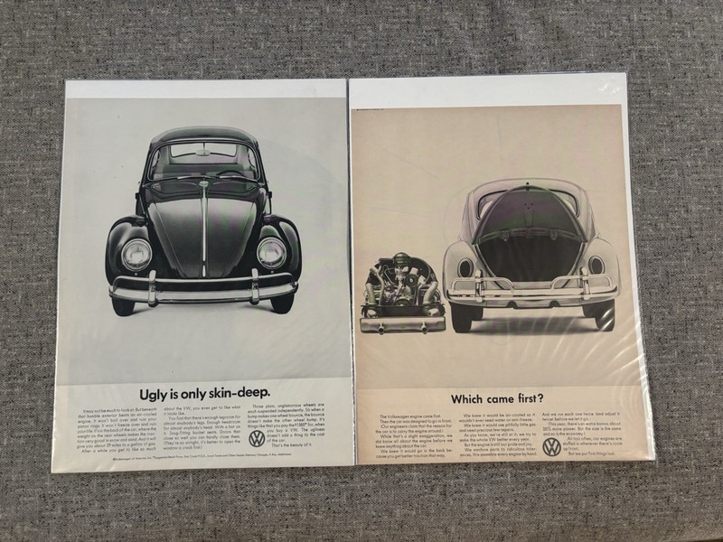 Vintage Volkswagen Beetle Magazine Advertisements 10x13 Lot Of 2