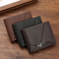 Lychee Texture Leather Card Clip Short Men'S Coin Purse Wallet Business-Style Ca