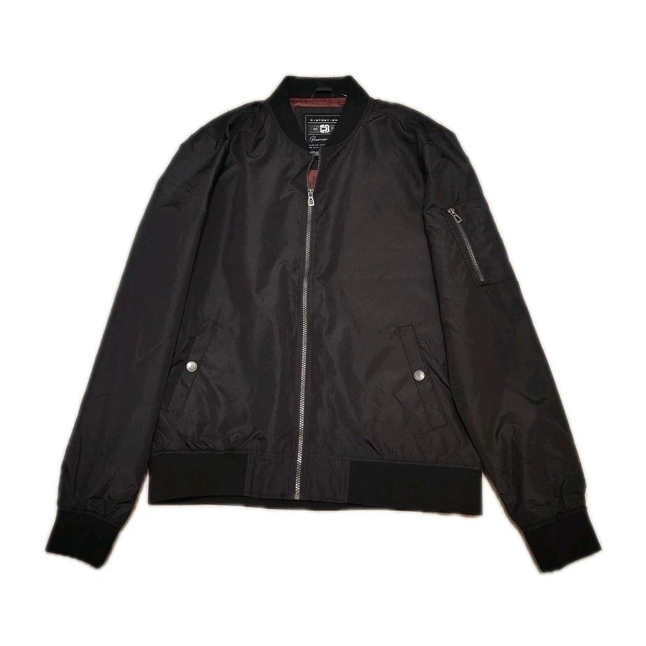 Distortion Bomber Jacket Men's Size Large Lightweight Pockets Black Full Zip image 1