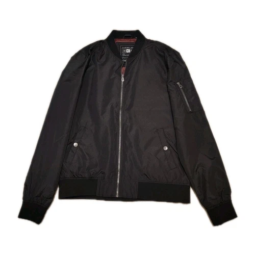 Distortion Bomber Jacket Men's Size Large Lightweight Pockets Black Full Zip video thumbnail