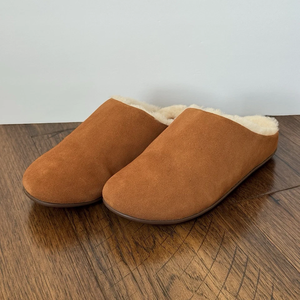 FitFlop Chrissie Shearling 麂皮拖鞋女式 9 码翻滚棕褐色 — 第 4/4 张图片