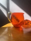 Vintage Blenko Tangerine Crackle Glass Pitcher