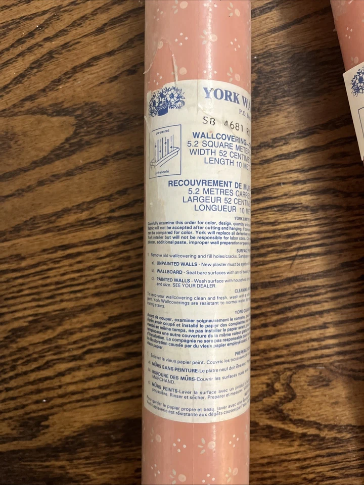Vtg York Wallcovering 2 Double Roll Pink Peach Dots Wallpaper Nursery Girls NOS - Image 2 of 4