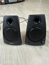 2 Logitech Z130 Compact 2.0 Stereo Speakers Power Adapter Tested Work Great